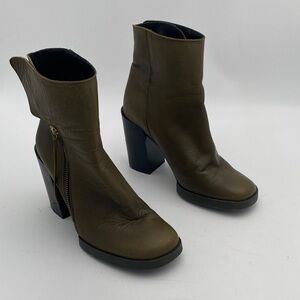 Miista Dark Olive Heeled Boots women 37 retro Y2K festival casual moto goth